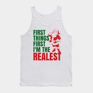 First Things First Realist Santa GRNRED Print Tank Top